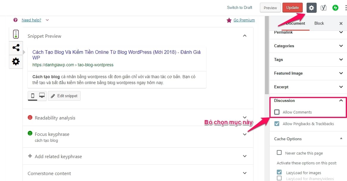 Tắt comment trong 1 bài viết bất kỳ Tắt comment trong 1 bài viết bất kỳ