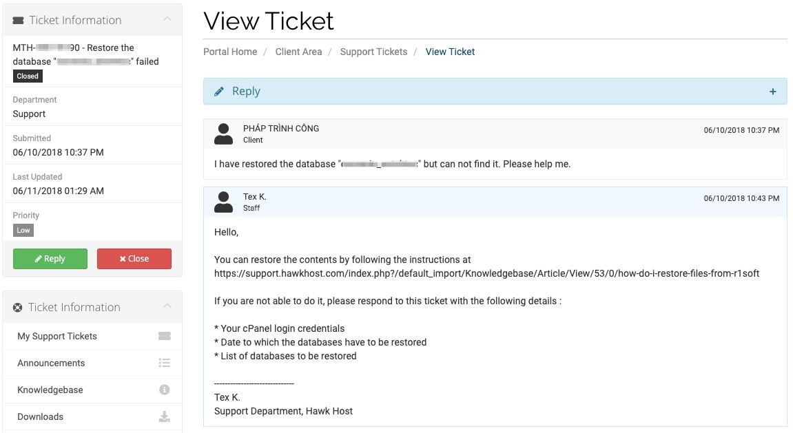 Ticket Hawkhost Ticket Hawkhost