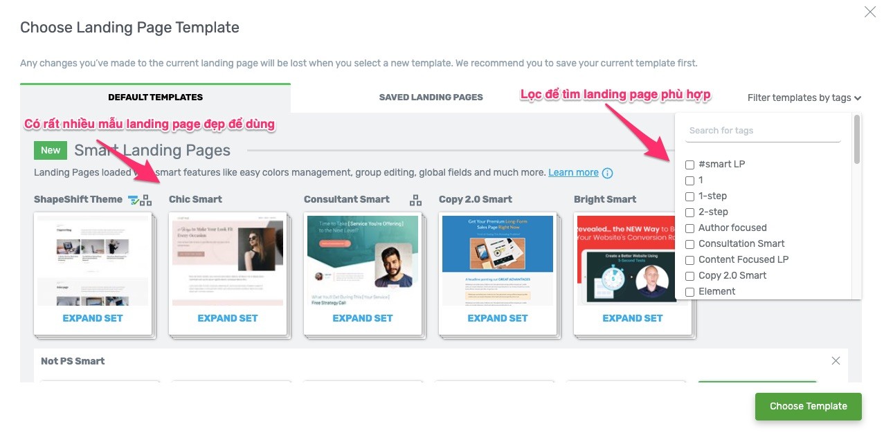 Có rất nhiều mẫu landing page để lựa chọn