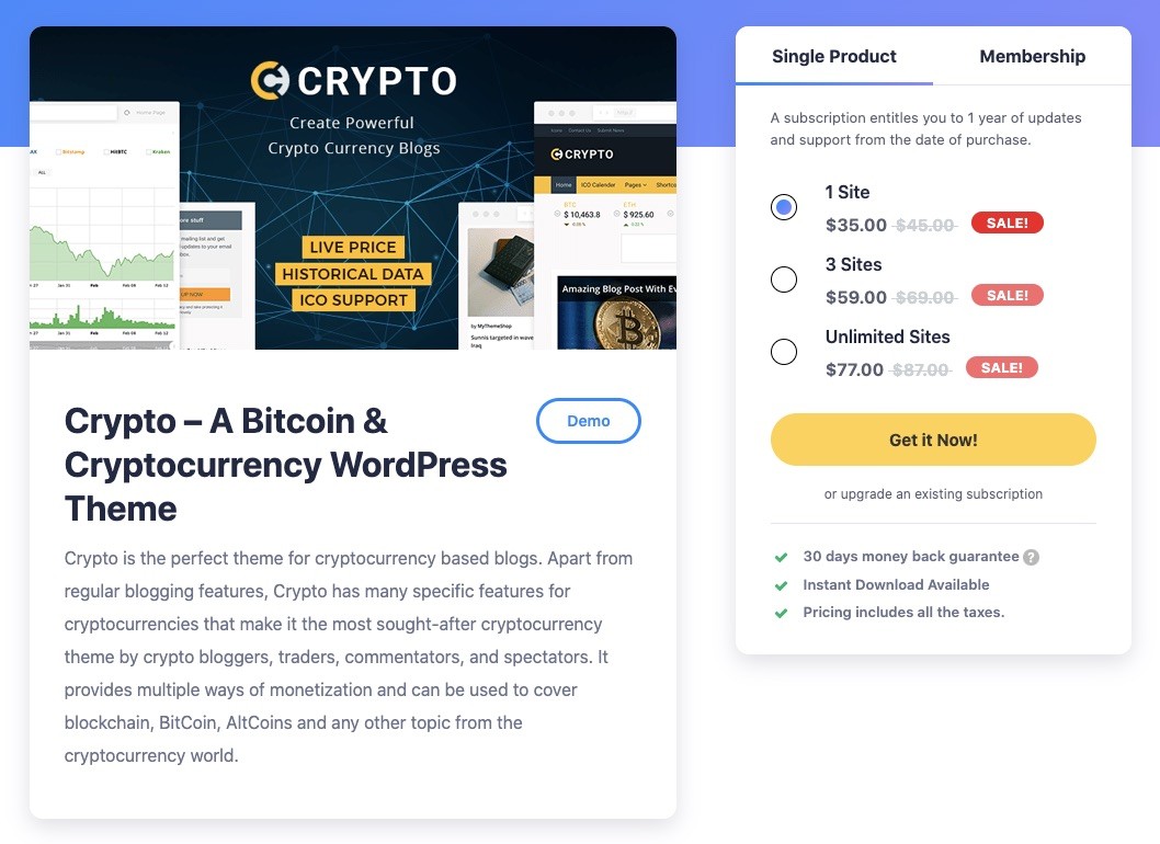 Theme Crypto dành cho blog tiền điện tử