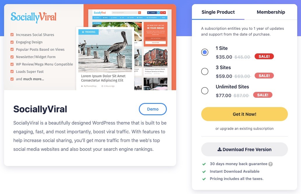 Theme Sociallyviral thiết kế giúp tăng lưu lượng truy cập từ mạng xã hội và công cụ tìm kiếm